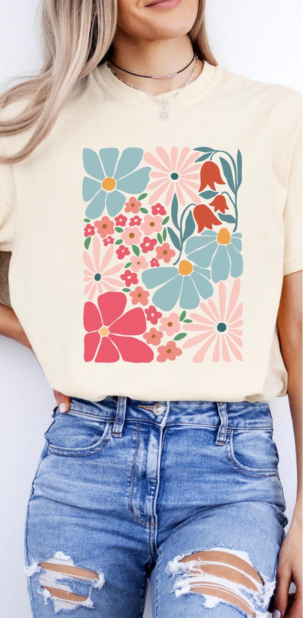Vintage Boho Floral Short-sleeved Tshirt