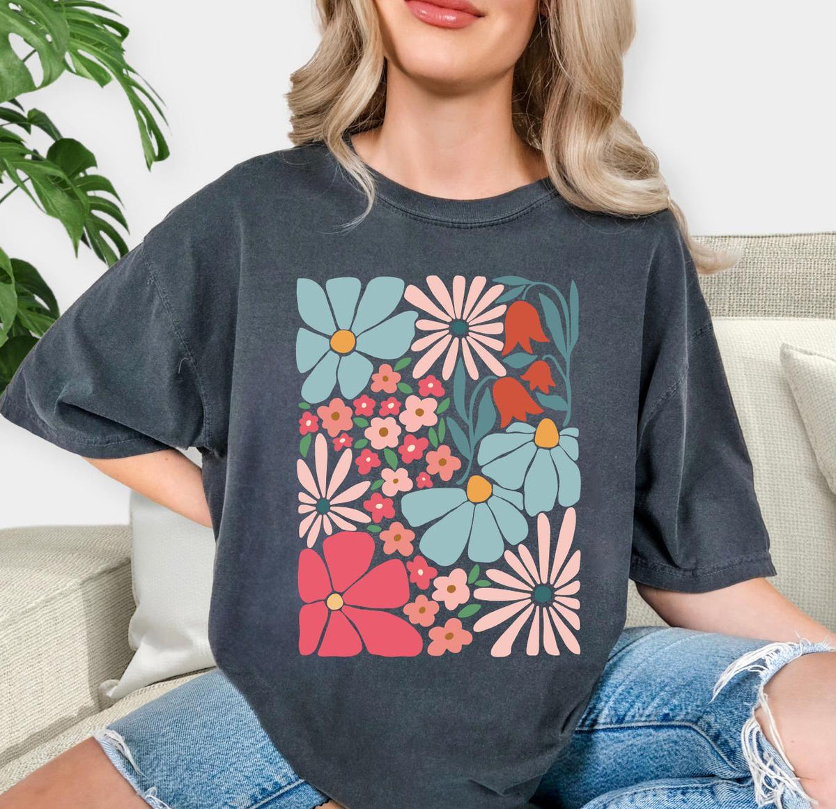Vintage Boho Floral Short-sleeved Tshirt