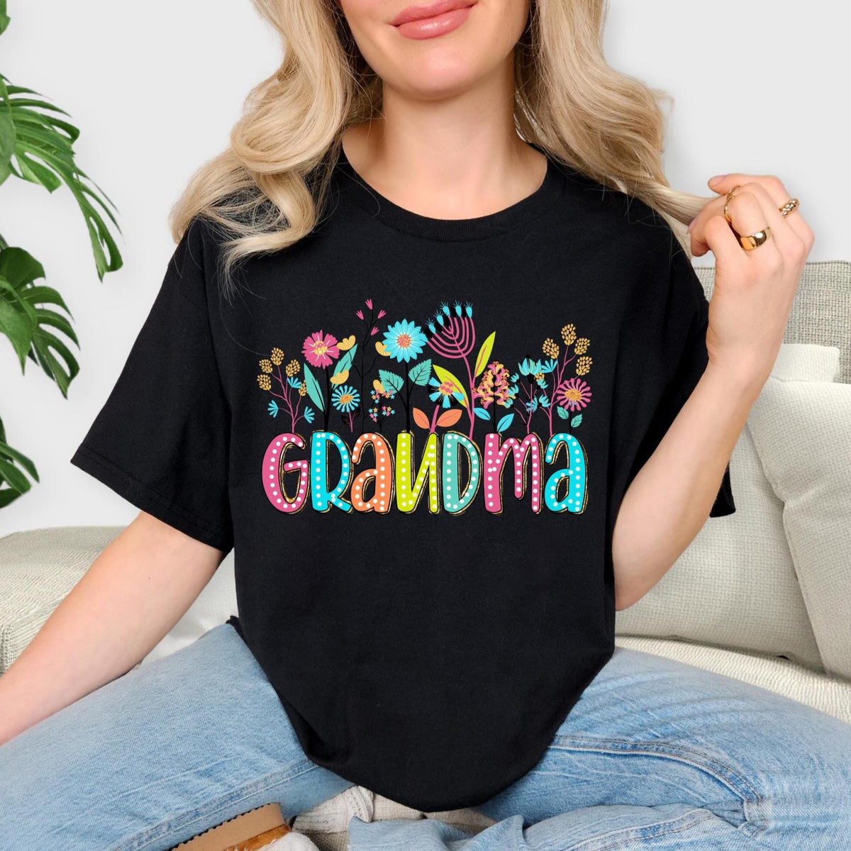 Floral Comfort Colors Grandma short sleeve shirt, Quality soft cotton t-shirt, Grandma-to-be celebration shirt