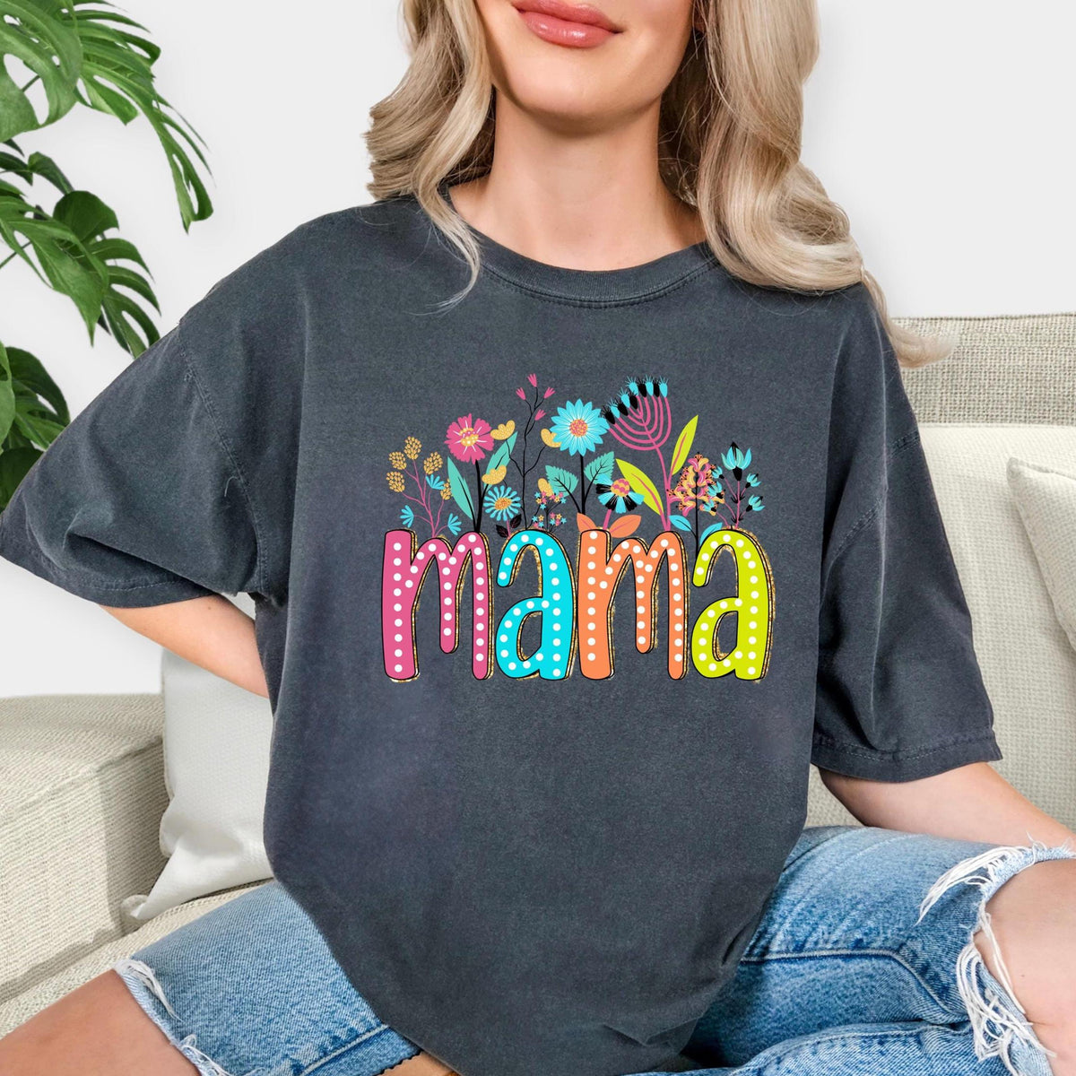 Floral Mama T-Shirt: Comfort Colors Soft Cotton Tee