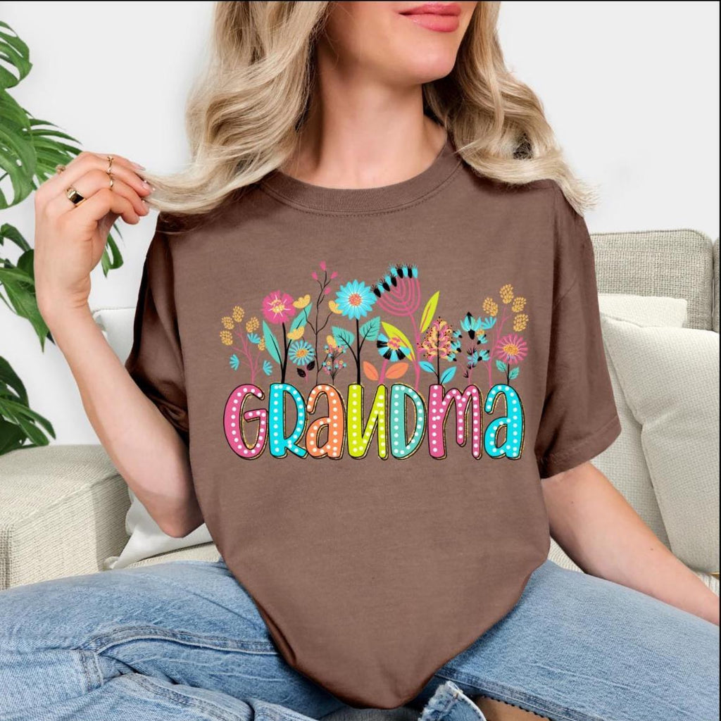 Floral Comfort Colors Grandma short sleeve shirt, Quality soft cotton t-shirt, Grandma-to-be celebration shirt