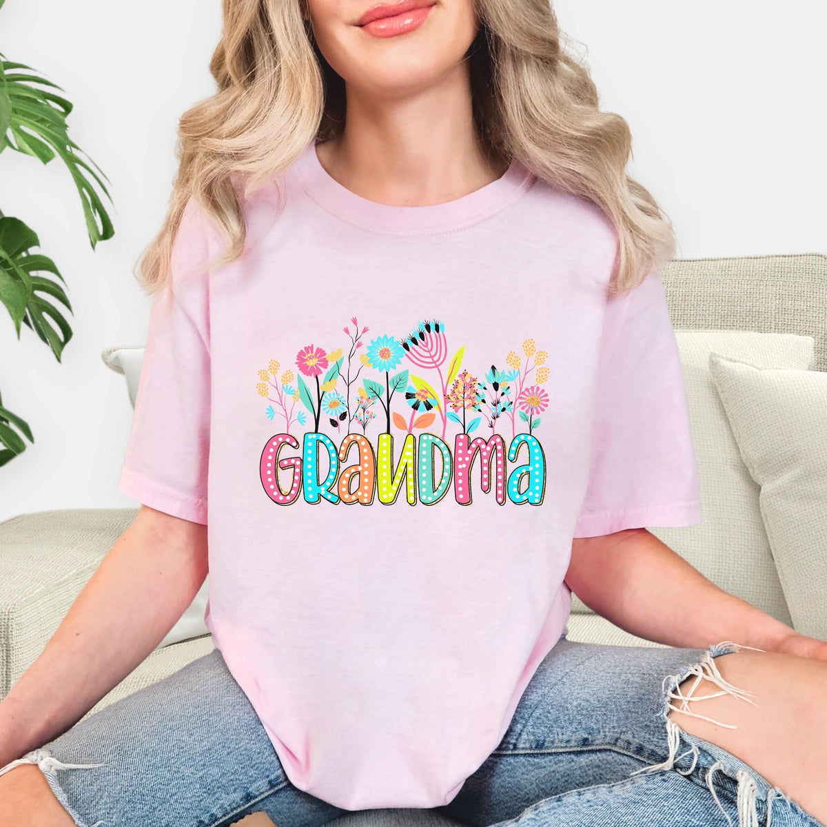 Floral Comfort Colors Grandma short sleeve shirt, Quality soft cotton t-shirt, Grandma-to-be celebration shirt