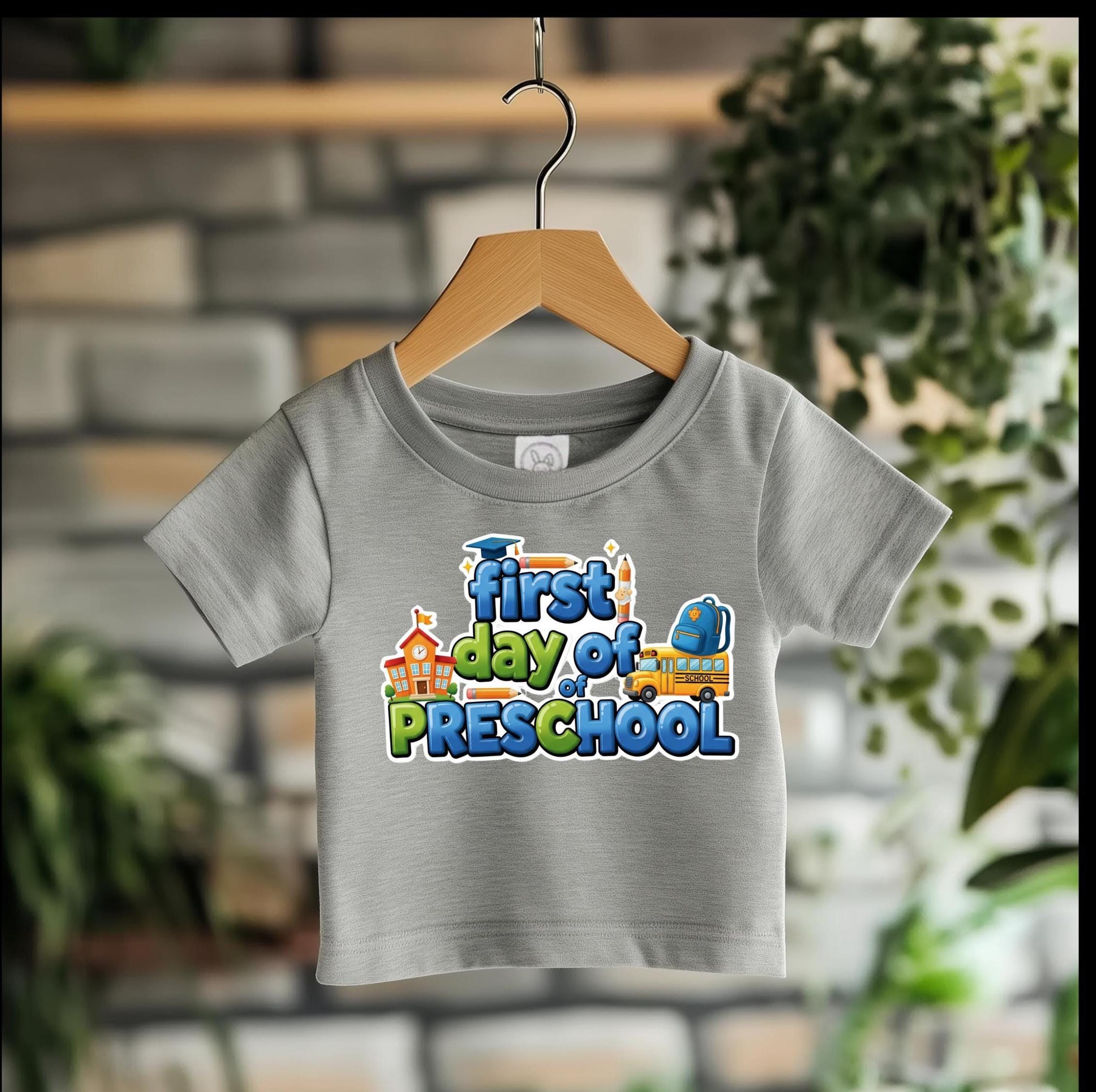 Toddler First Day of Preschool T-Shirt: Rabbit Skins Cotton Tee