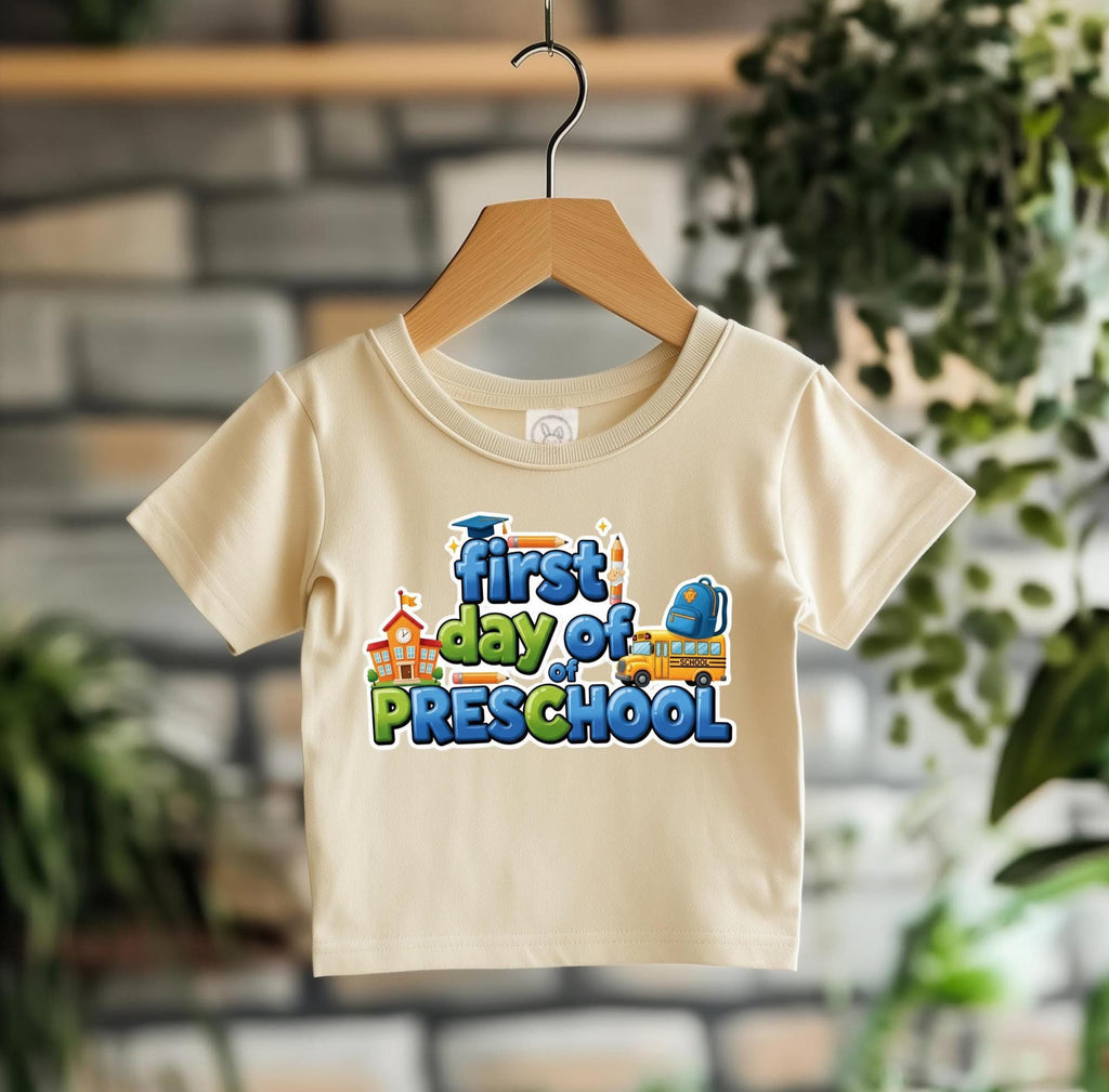 Toddler First Day of Preschool T-Shirt: Rabbit Skins Cotton Tee