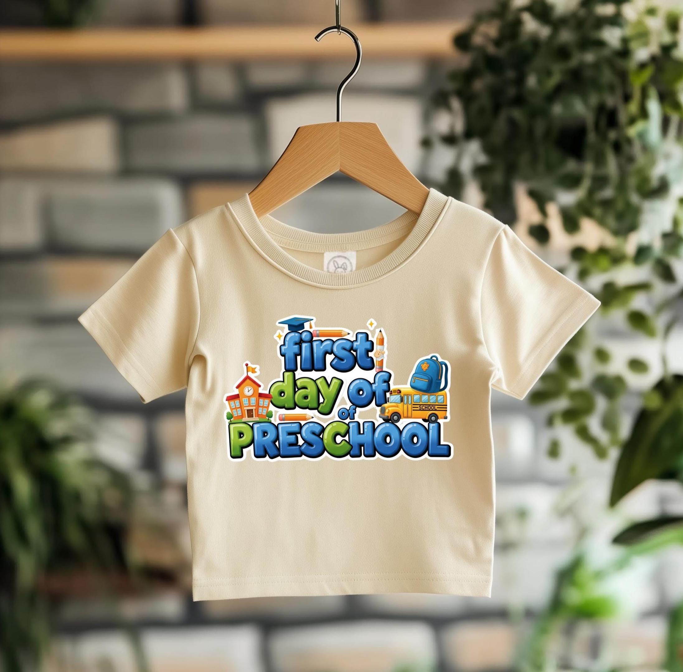 Toddler First Day of Preschool T-Shirt: Rabbit Skins Cotton Tee