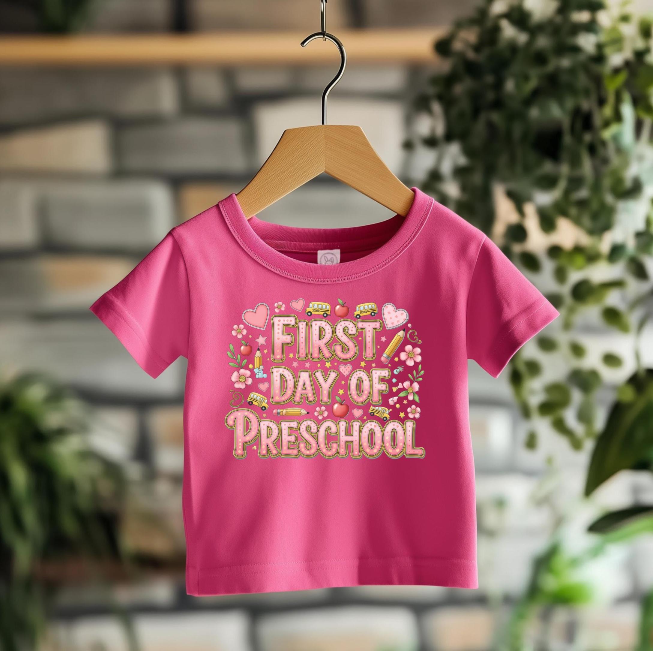 Toddler First Day of Preschool T-Shirt: Rabbit Skins Cotton Tee
