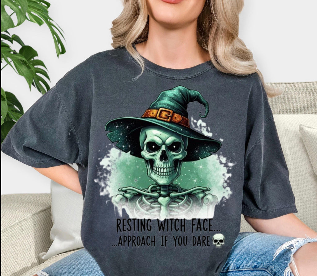 Resting Witch Face tshirt, Halloween Shirt, Skeleton top