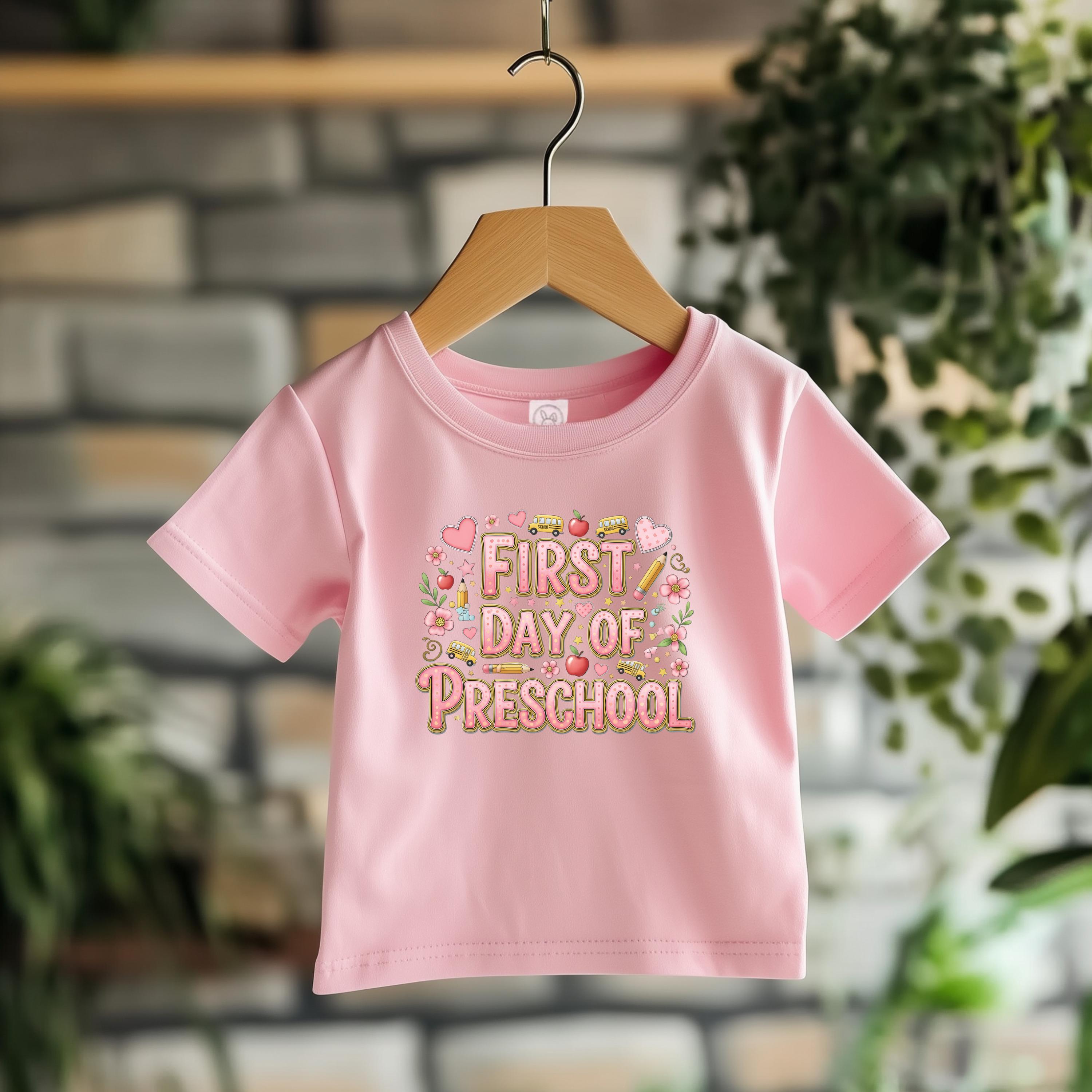 Toddler First Day of Preschool T-Shirt: Rabbit Skins Cotton Tee