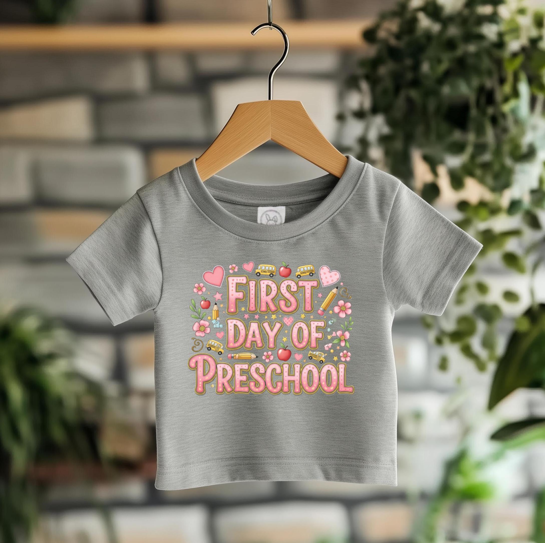 Toddler First Day of Preschool T-Shirt: Rabbit Skins Cotton Tee