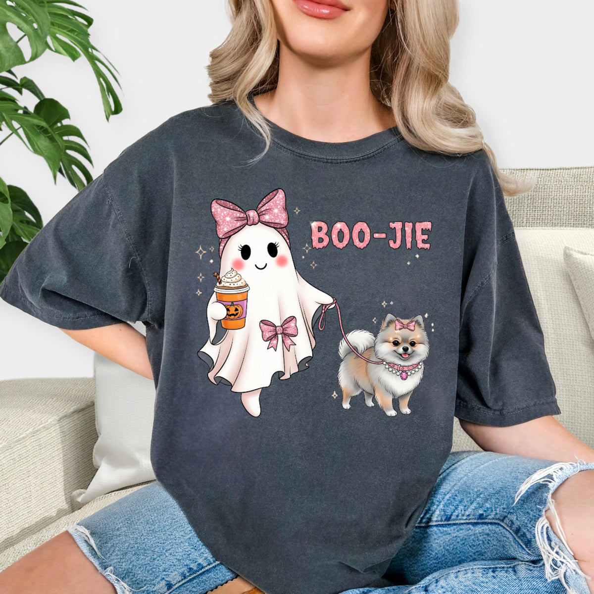 Cute Halloween Dog Shirt – Ghost & Pomeranian Tee, Funny Dog Mom Halloween Gift