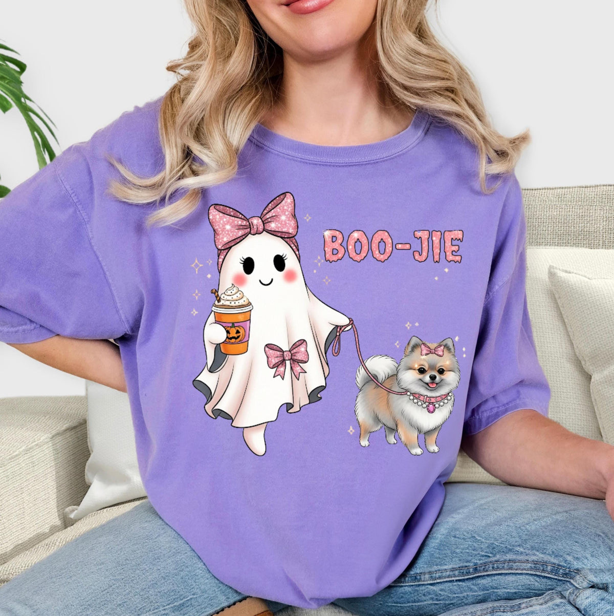 Cute Halloween Dog Shirt – Ghost & Pomeranian Tee, Funny Dog Mom Halloween Gift