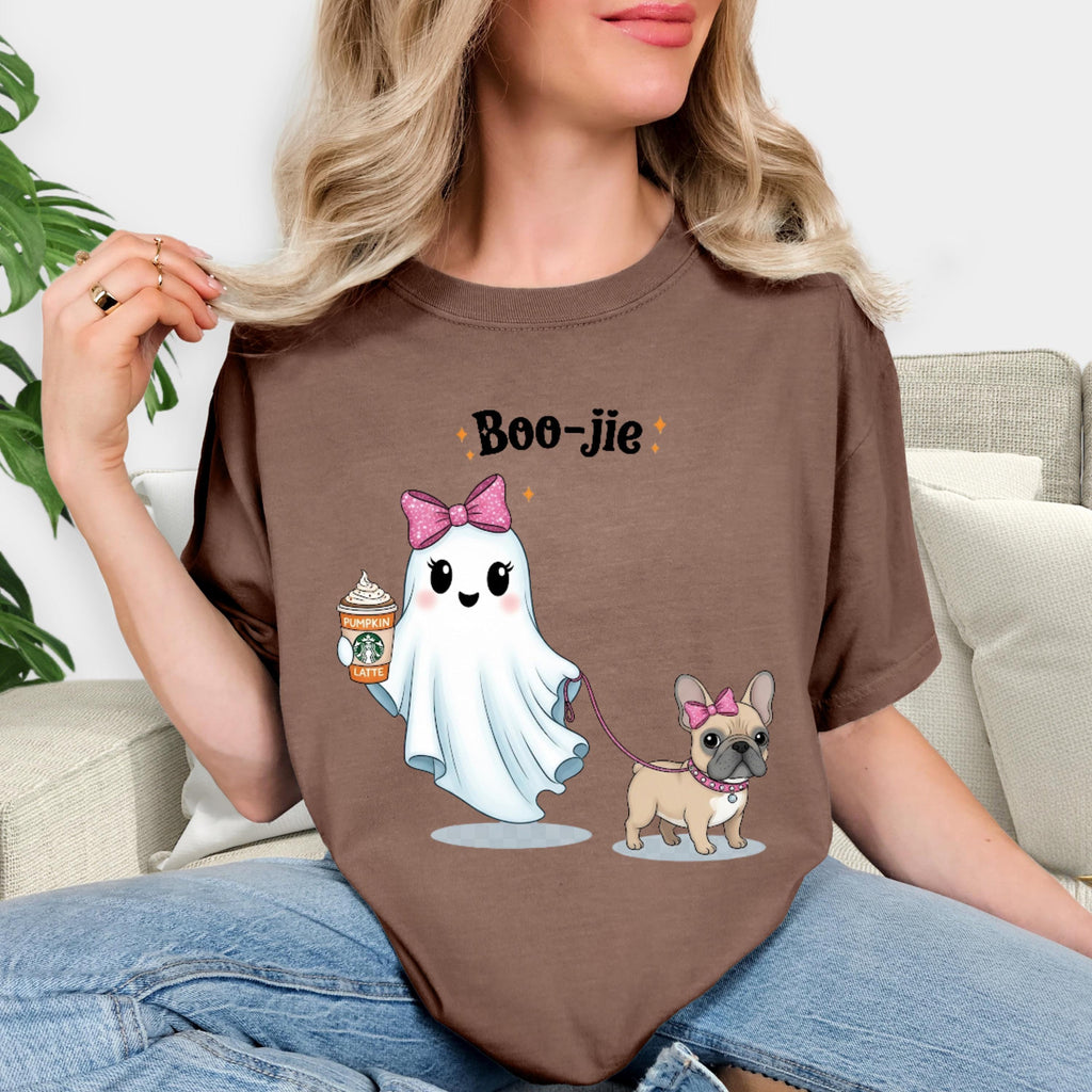 Boo-jie Ghost & Frenchie Halloween T-Shirt - Comfort Colors Unisex Tee
