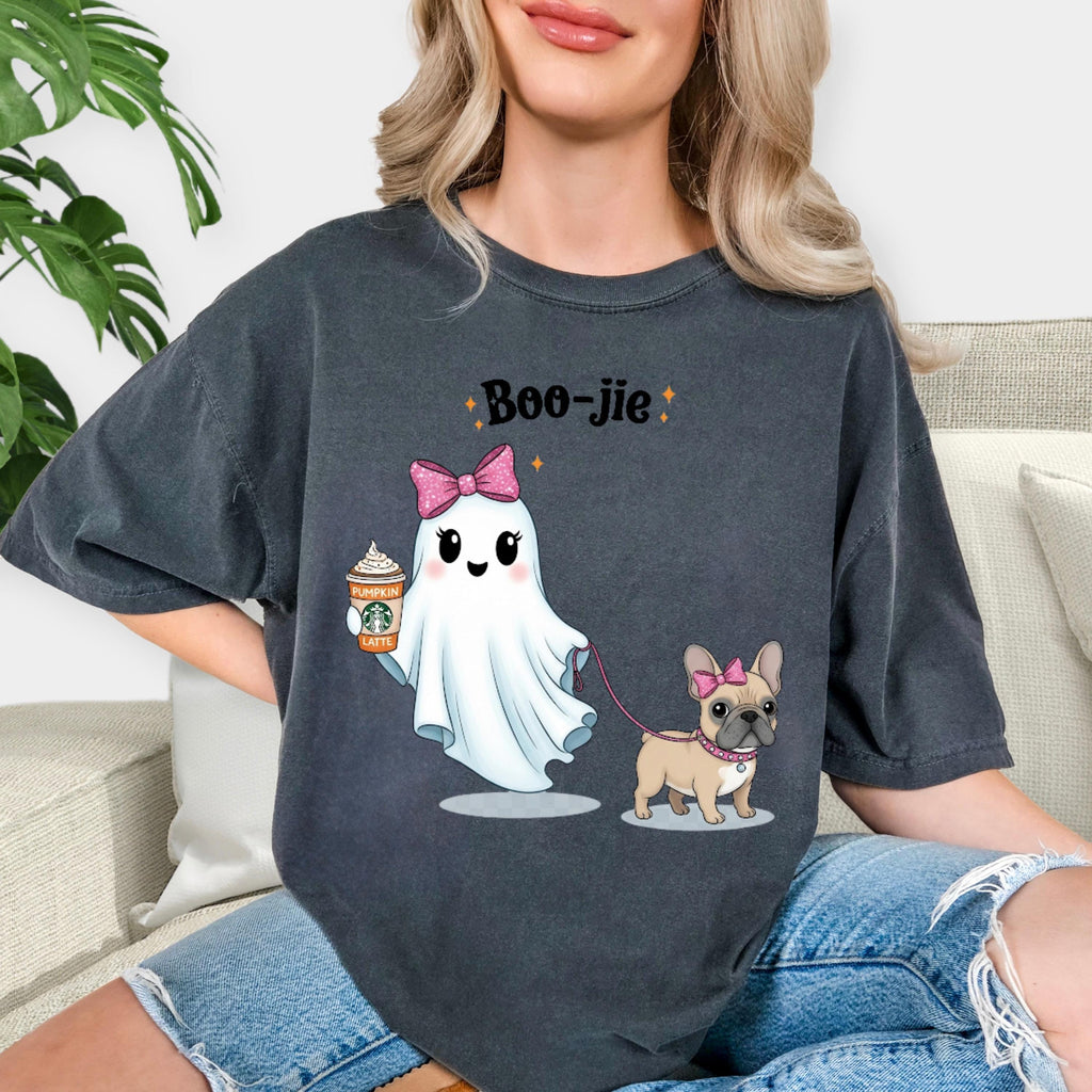 Boo-jie Ghost & Frenchie Halloween T-Shirt - Comfort Colors Unisex Tee