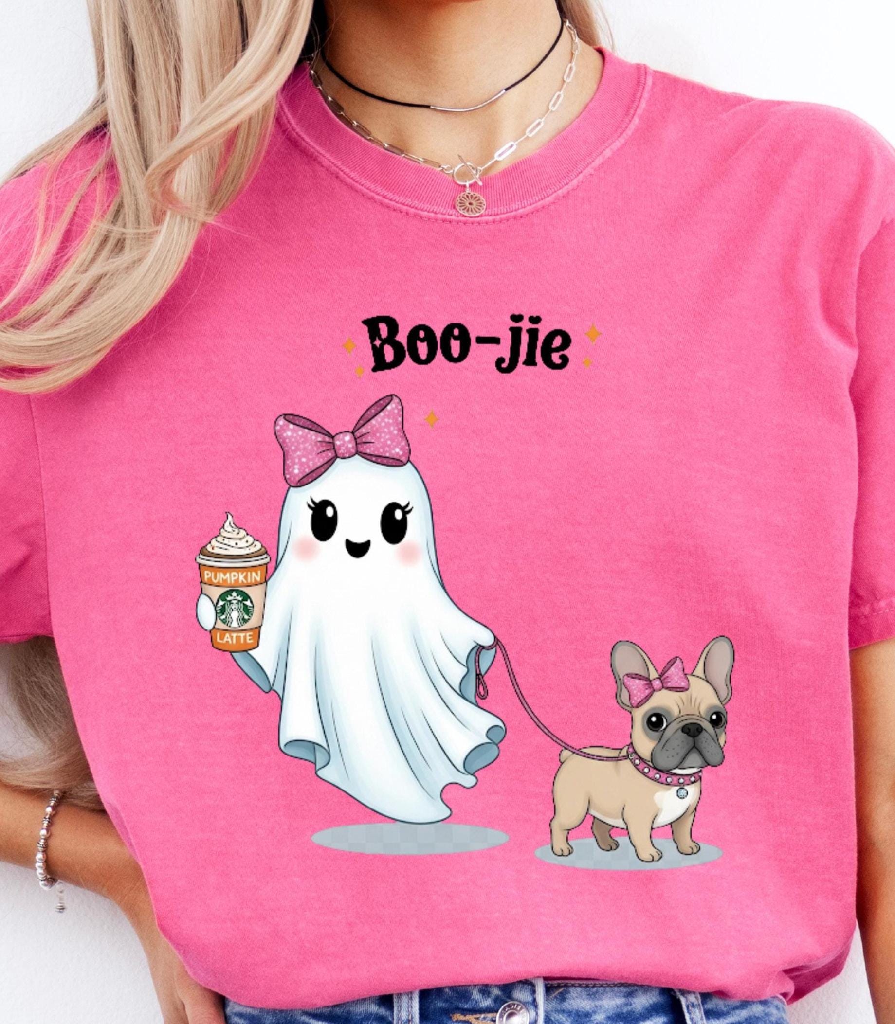 Boo-jie Ghost & Frenchie Halloween T-Shirt - Comfort Colors Unisex Tee