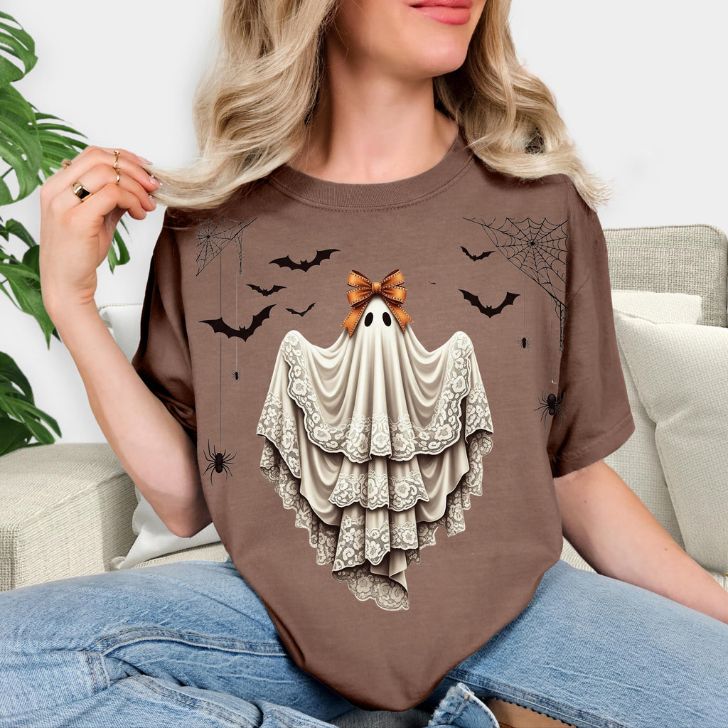 Lacey Ghost Tshirt, Halloween, Fall, Spooky Season, Fun Gift