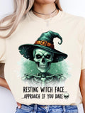 Resting Witch Face tshirt, Halloween Shirt, Skeleton top