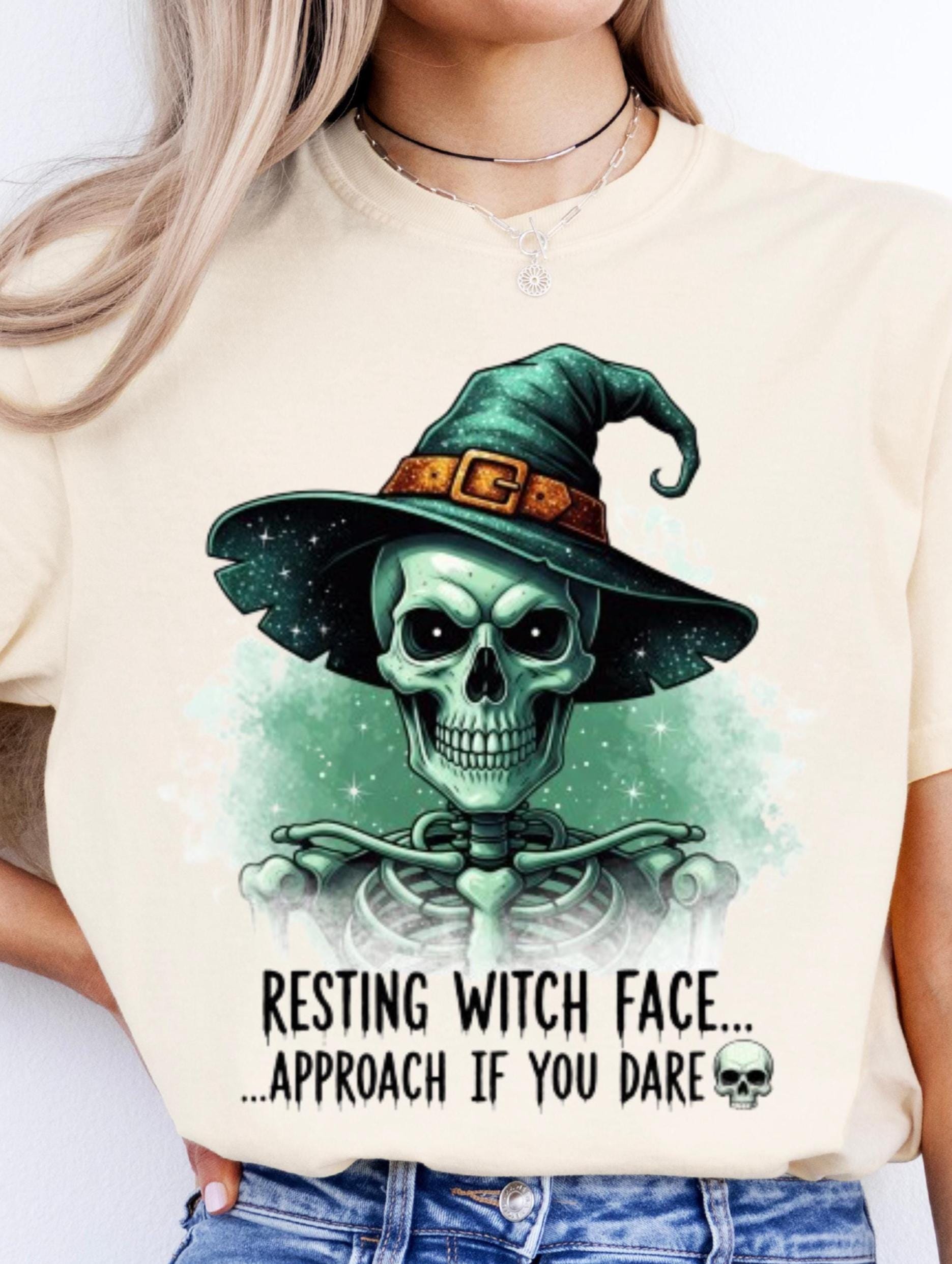 Resting Witch Face tshirt, Halloween Shirt, Skeleton top