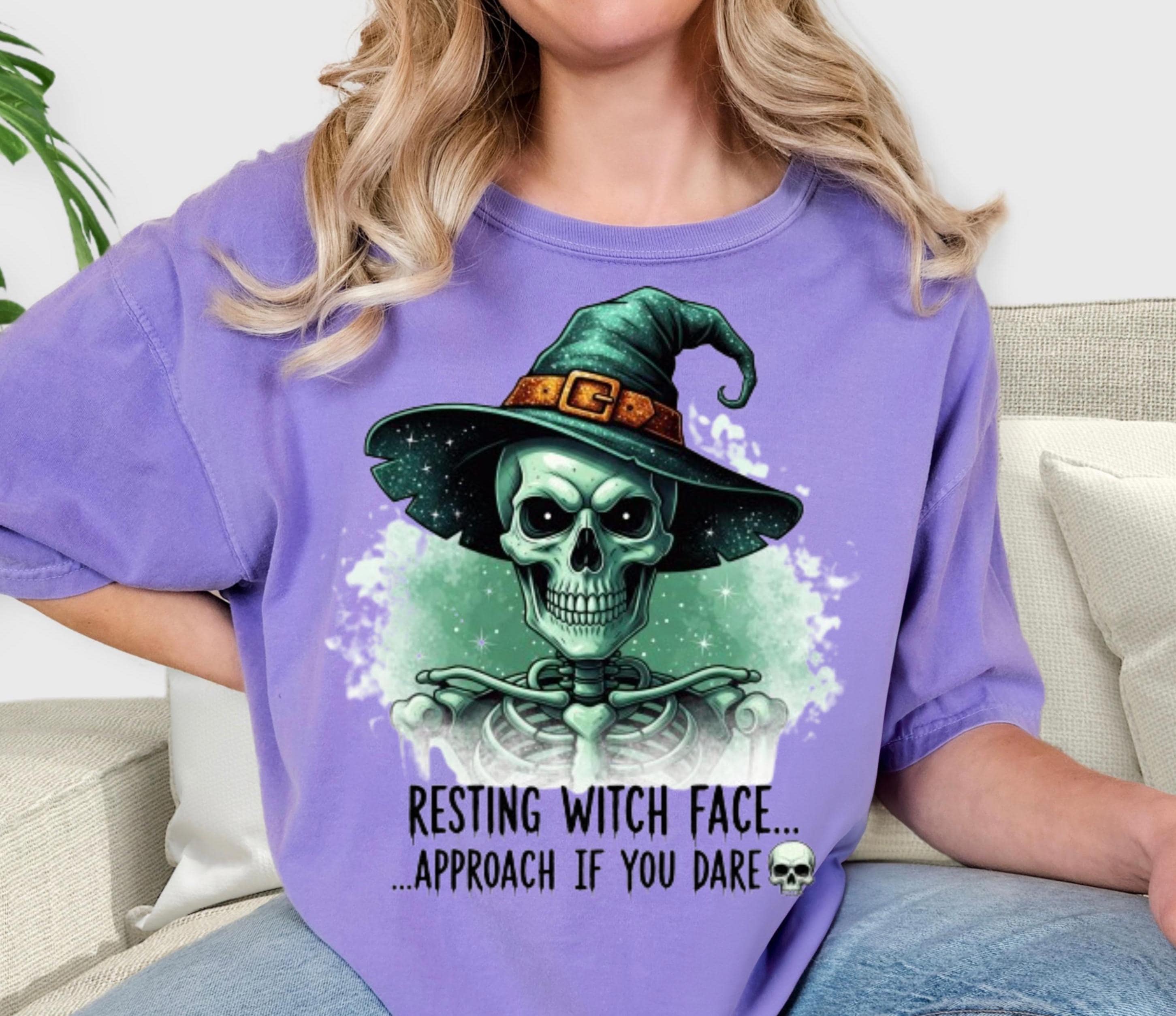 Resting Witch Face tshirt, Halloween Shirt, Skeleton top