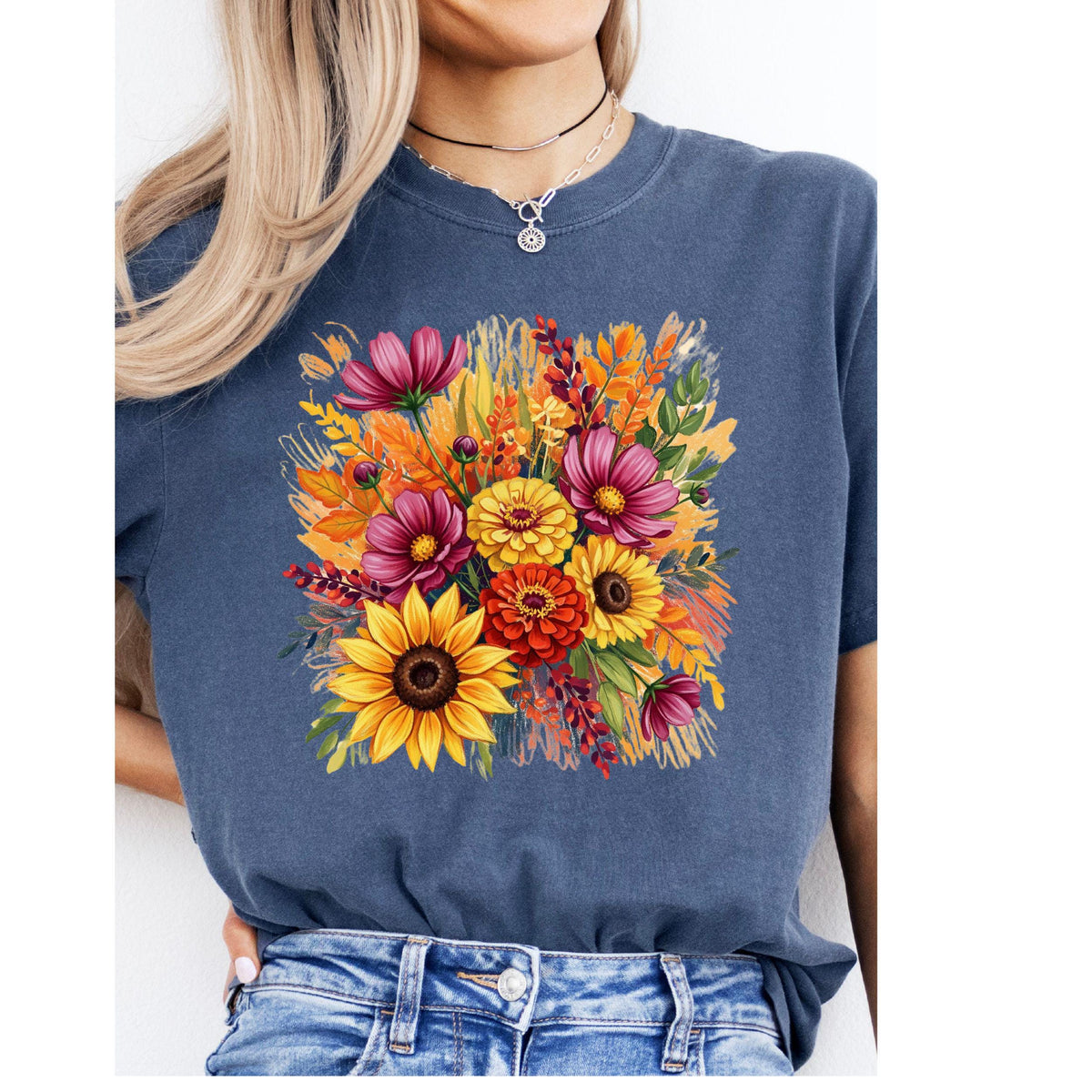Trendy Wildflower tshirt, Fall Floral Shirt, Vintage flower top, seasonal shirt