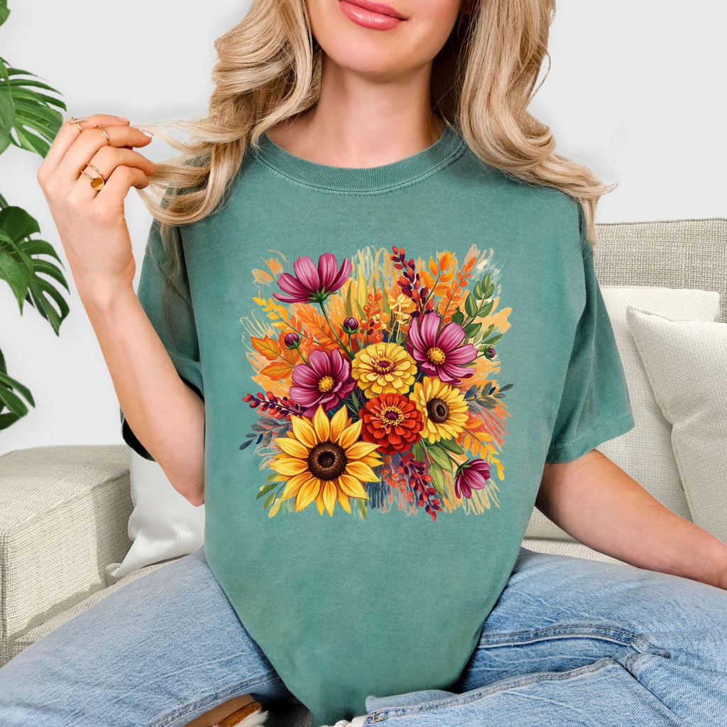 Trendy Wildflower tshirt, Fall Floral Shirt, Vintage flower top, seasonal shirt