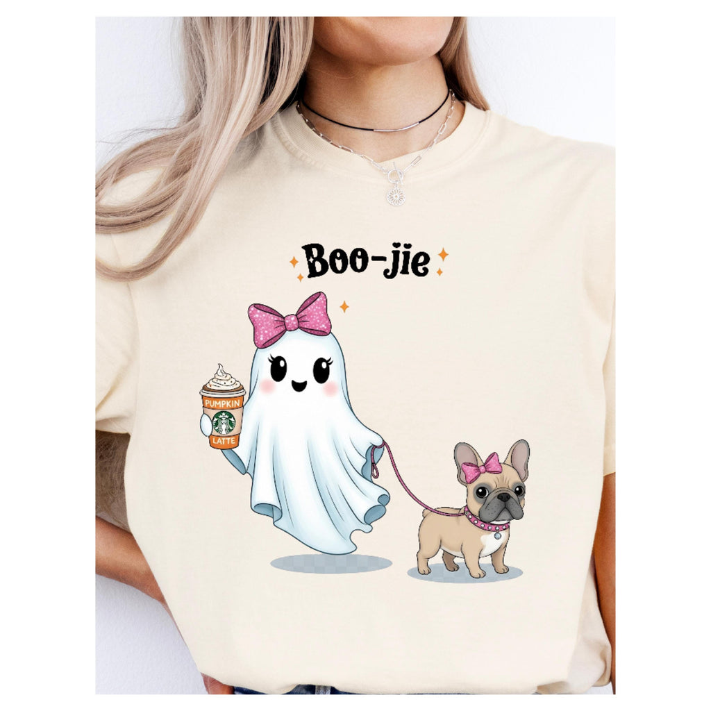 Boo-jie Ghost & Frenchie Halloween T-Shirt - Comfort Colors Unisex Tee