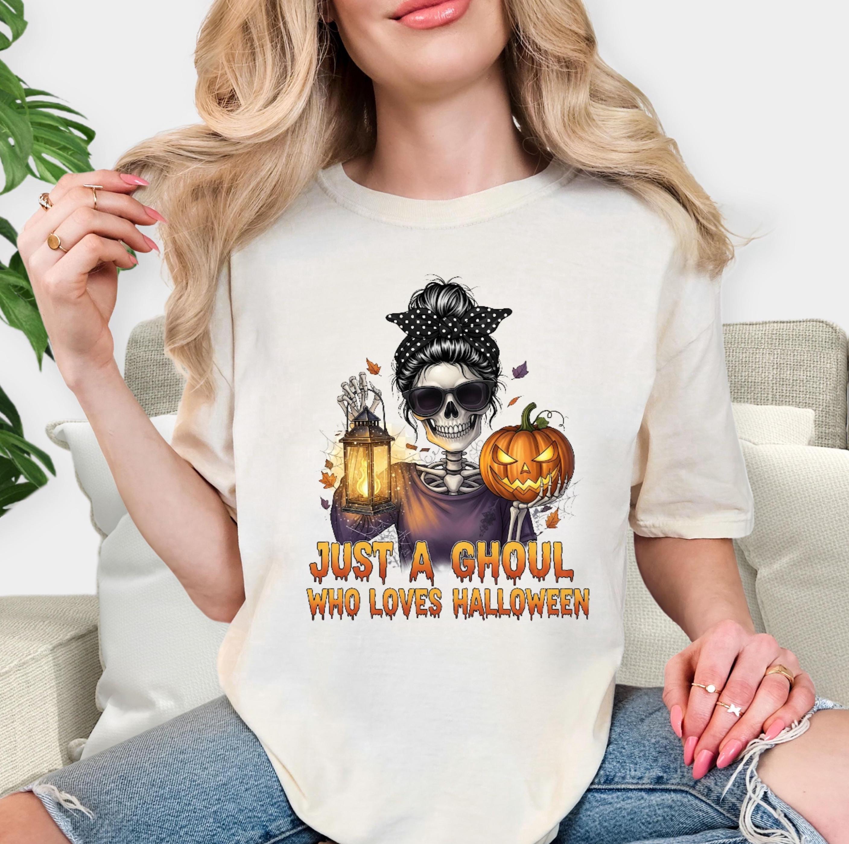 Just a Ghoul Who Loves Halloween Comfort Colors Tee: Spooky Season Shirt