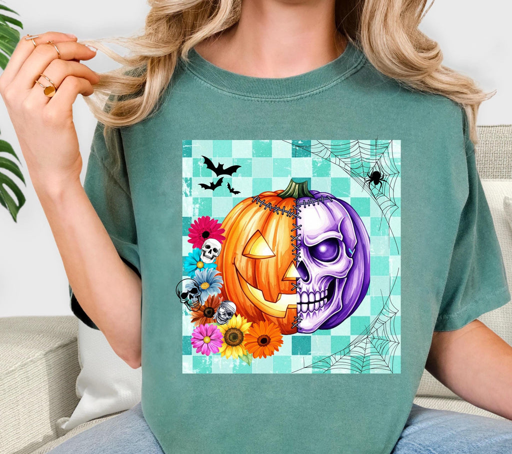 Creepy Pumpkin Skeleton Comfort Colors Shirt - Spooky Halloween Crewneck