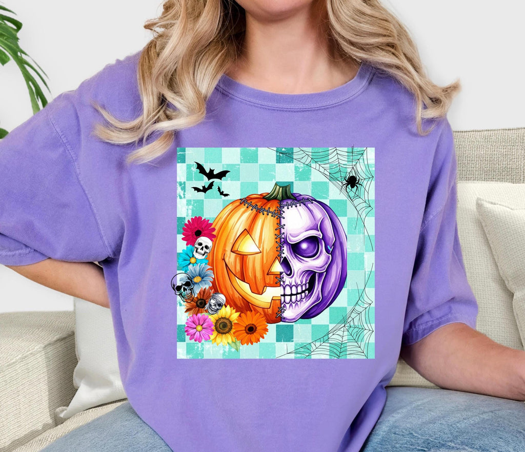 Creepy Pumpkin Skeleton Comfort Colors Shirt - Spooky Halloween Crewneck