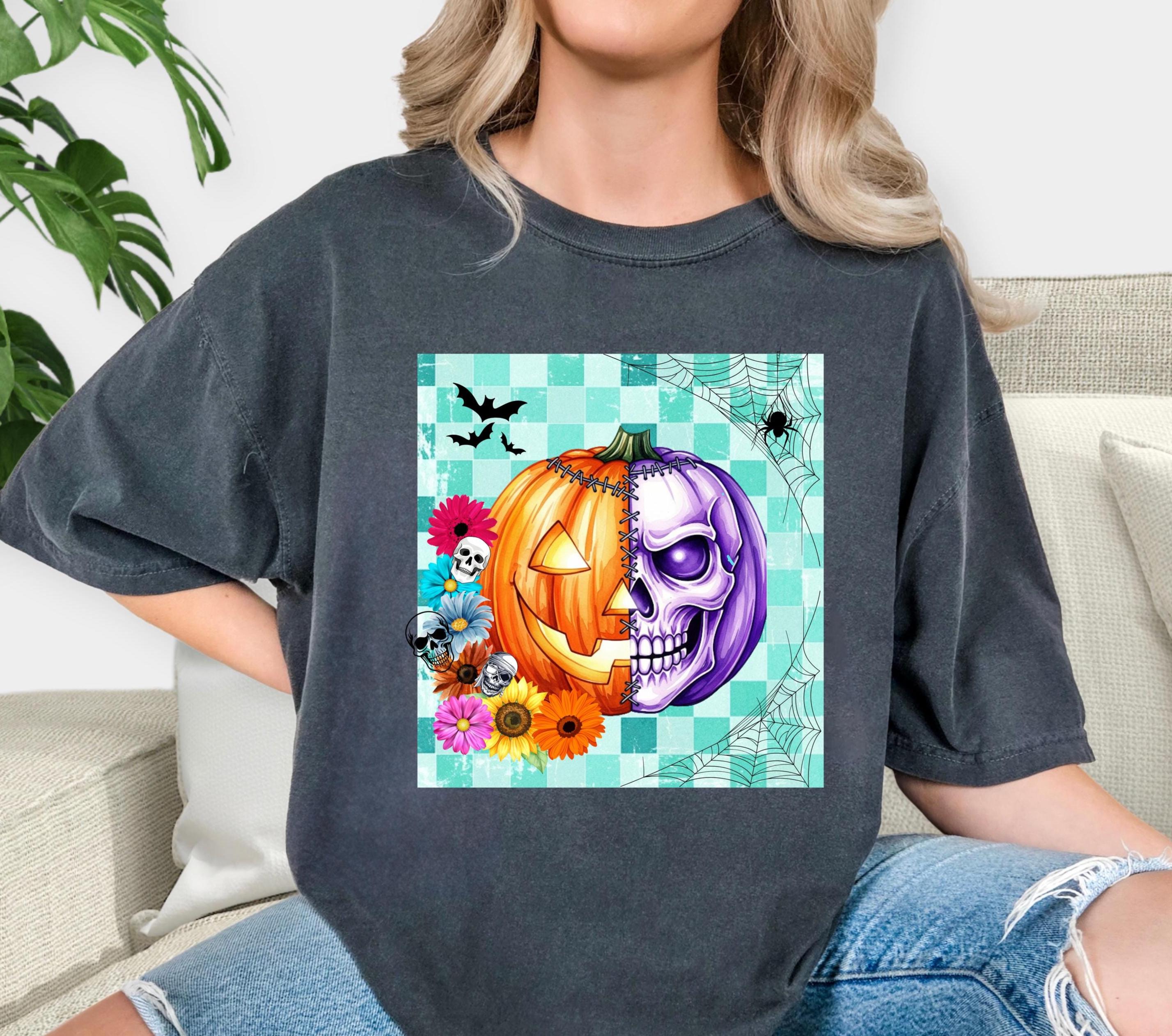 Creepy Pumpkin Skeleton Comfort Colors Shirt - Spooky Halloween Crewneck