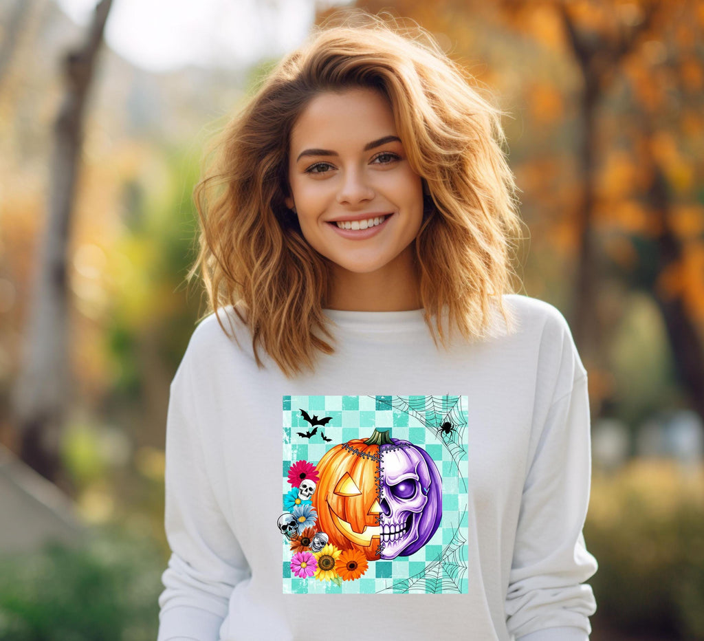 Creepy Pumpkin Skeleton Comfort Colors Shirt - Spooky Halloween Crewneck