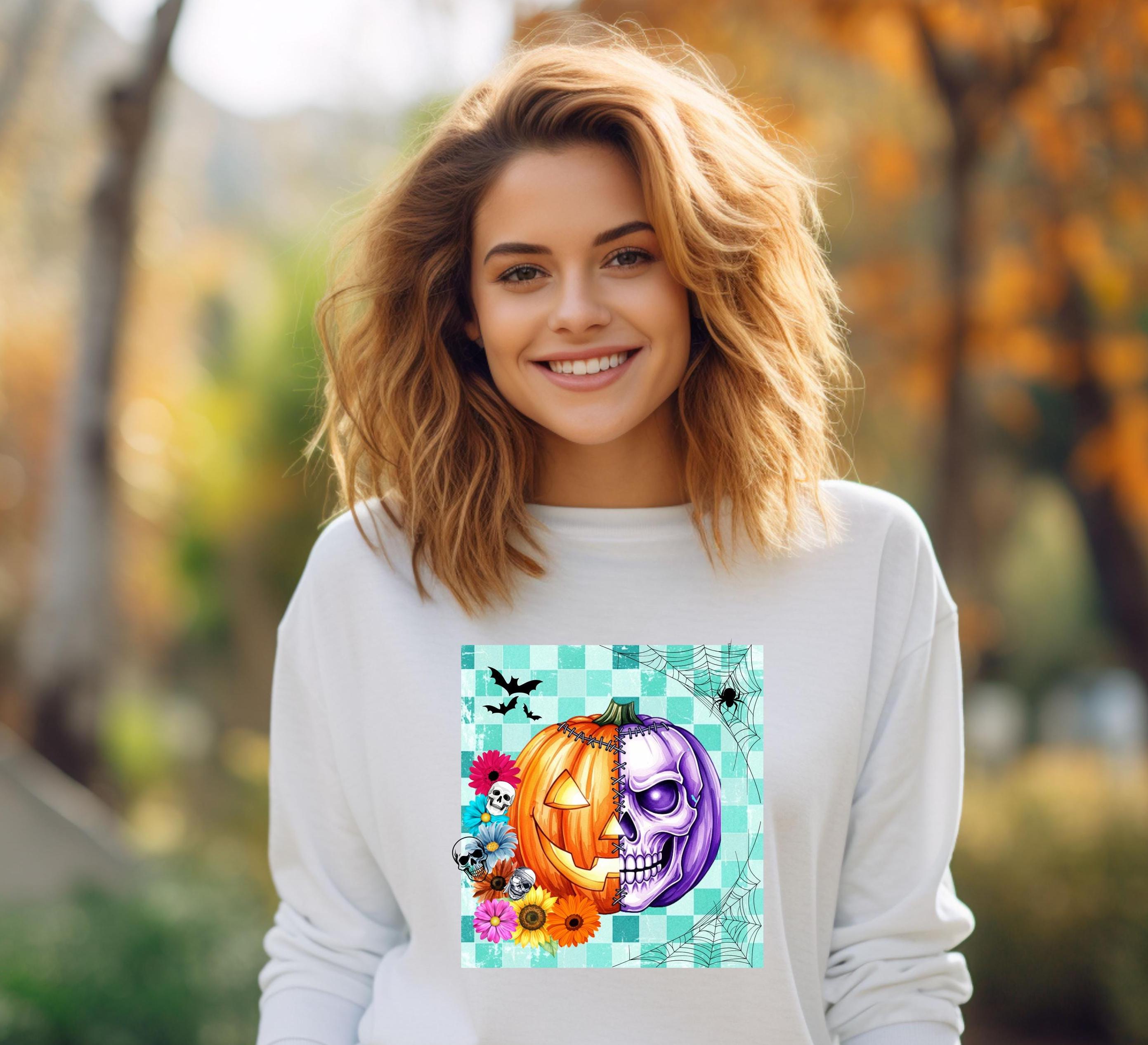 Creepy Pumpkin Skeleton Comfort Colors Shirt - Spooky Halloween Crewneck