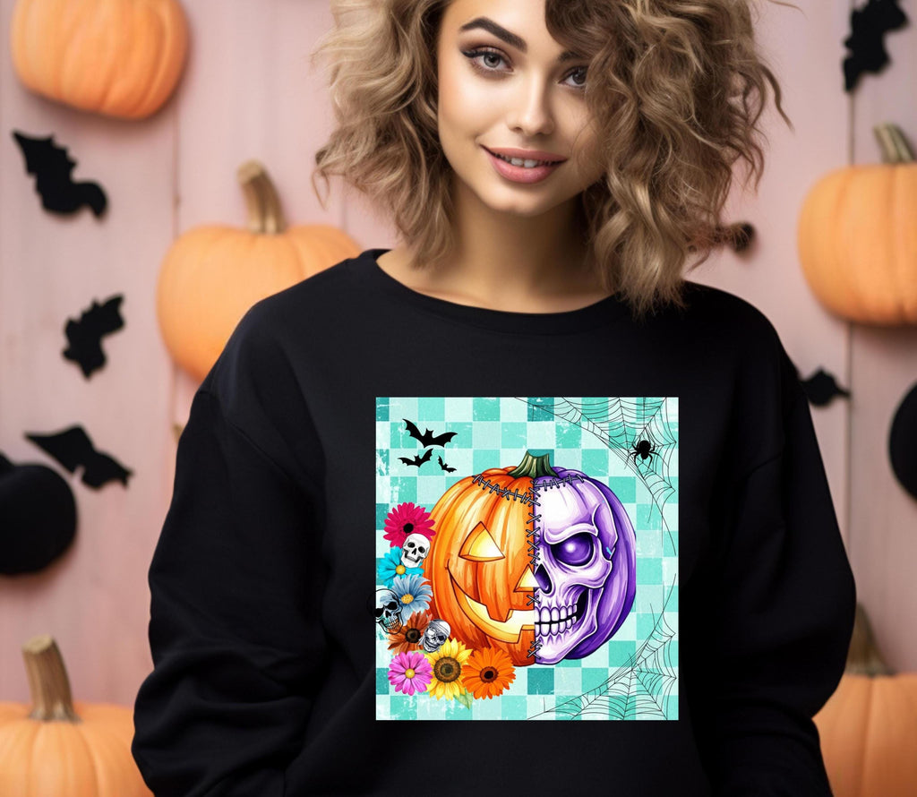 Creepy Pumpkin Skeleton Comfort Colors Shirt - Spooky Halloween Crewneck