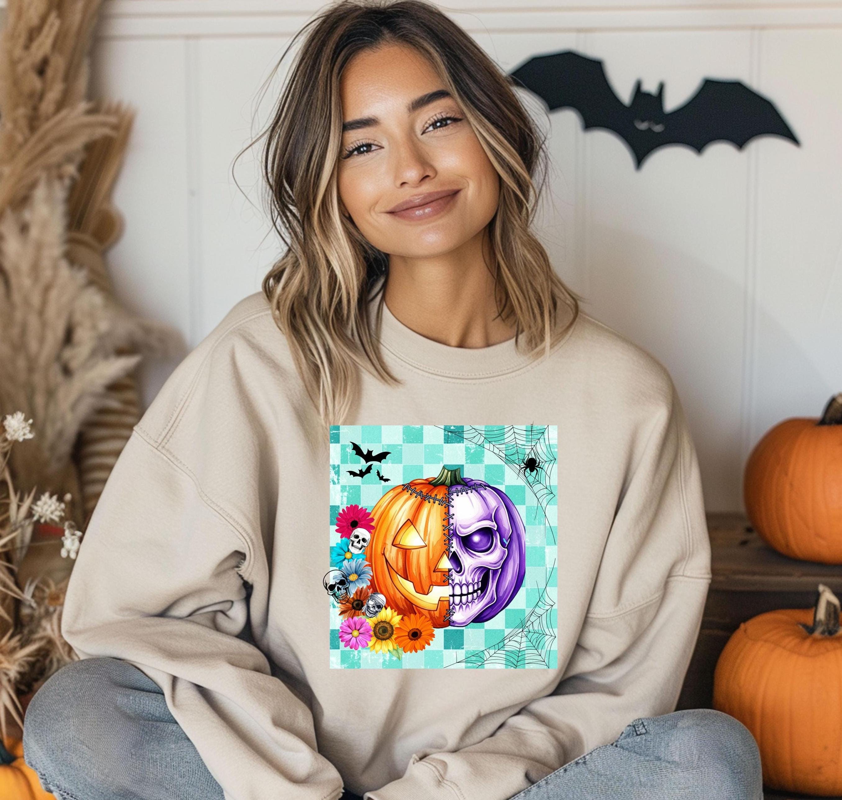 Creepy Pumpkin Skeleton Comfort Colors Shirt - Spooky Halloween Crewneck