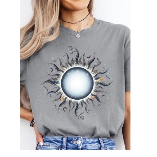Celestial Sun Comfort Colors T-Shirt: Boho Galaxy Art Tee