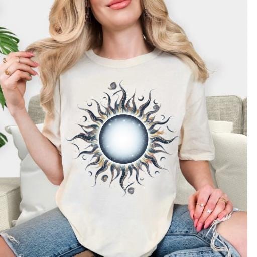 Celestial Sun Comfort Colors T-Shirt: Boho Galaxy Art Tee