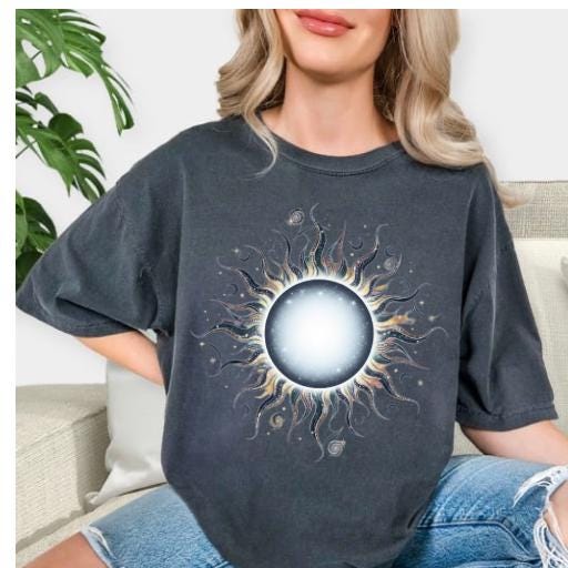 Celestial Sun Comfort Colors T-Shirt: Boho Galaxy Art Tee