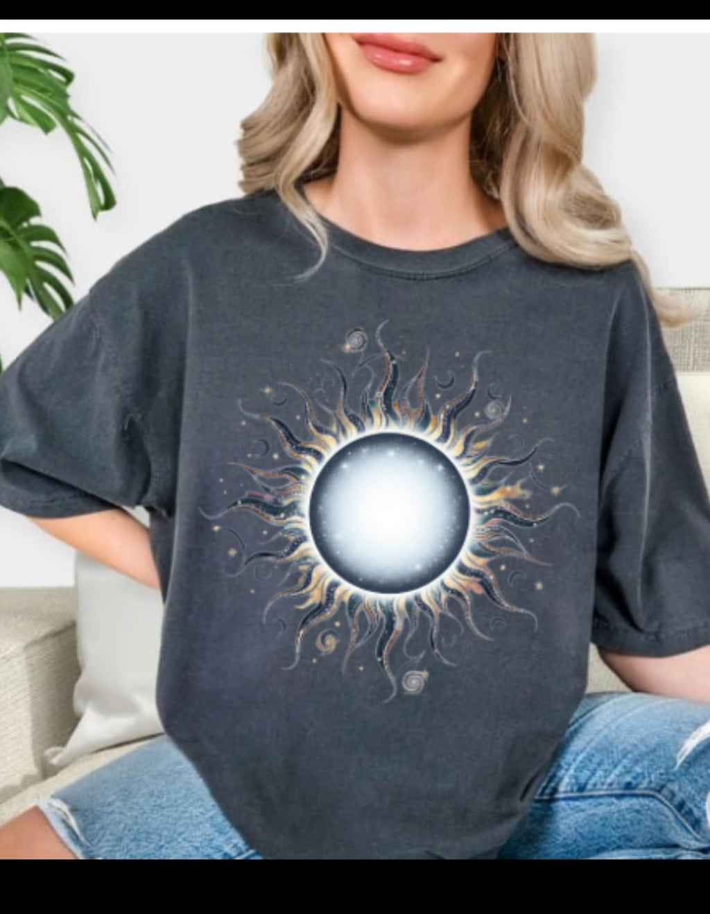Celestial Sun Comfort Colors T-Shirt: Boho Galaxy Art Tee