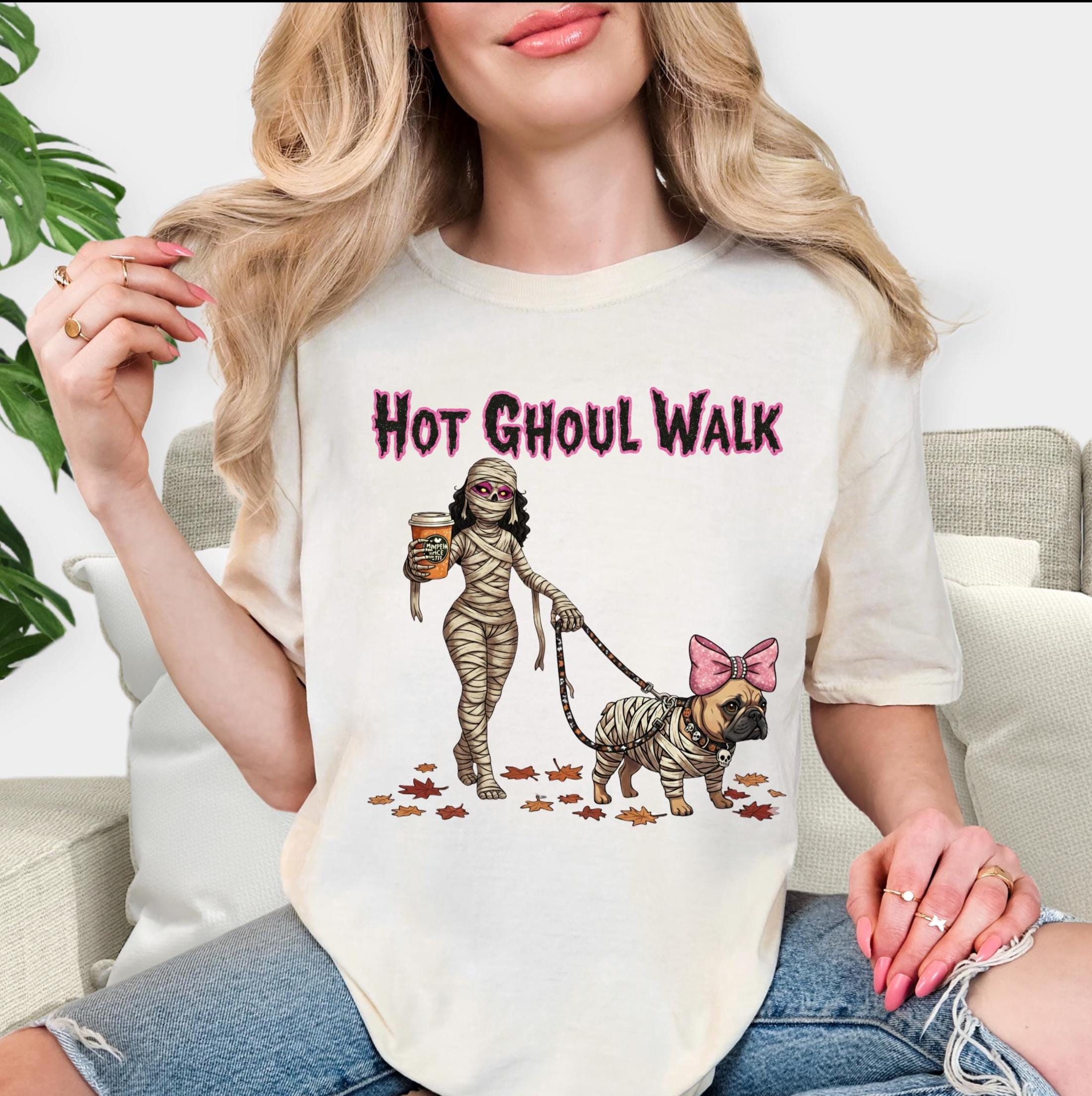 Hot Ghoul Walk tshirt, Halloween shirt, Mummy and dog shirt