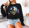 Witch Halloween Shirt – Spooky Floral Skeleton Long Sleeve, Boho Halloween Tee Women