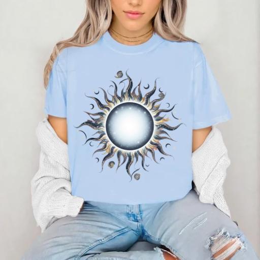 Celestial Sun Comfort Colors T-Shirt: Boho Galaxy Art Tee