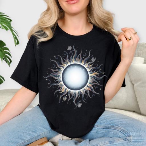 Celestial Sun Comfort Colors T-Shirt: Boho Galaxy Art Tee