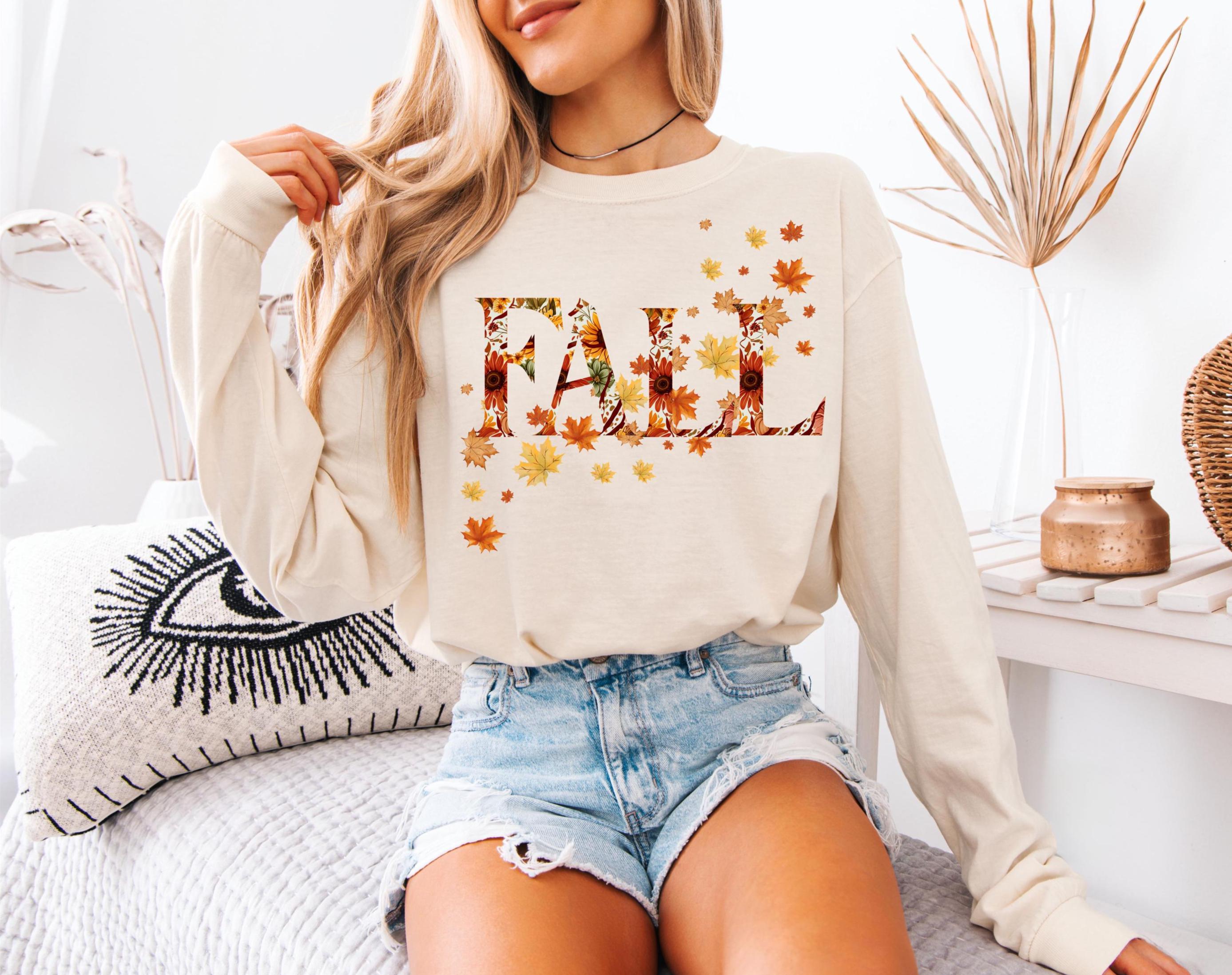 Fall Leaves Long Sleeve T-shirt: Comfort Colors Ring-Spun Cotton