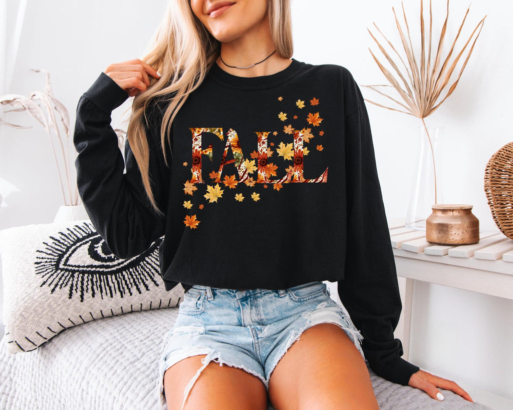 Fall Leaves Long Sleeve T-shirt: Comfort Colors Ring-Spun Cotton
