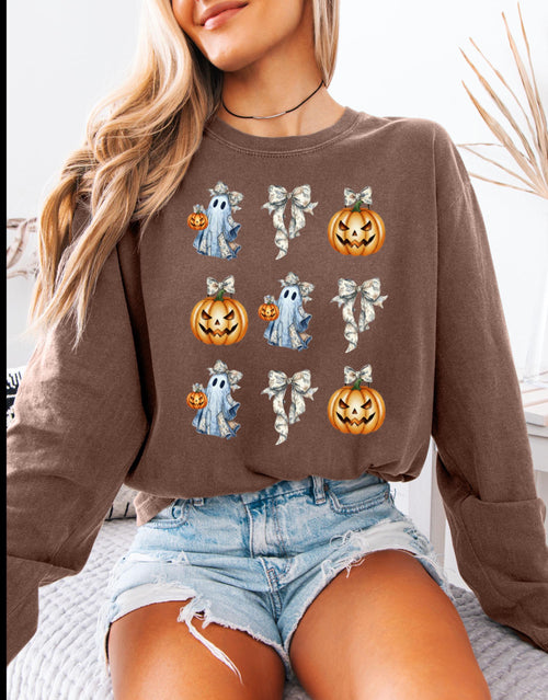 Coquette Halloween Shirt – Ghost & Pumpkin Bow Tee, Cute Spooky Shirt for Women, Comfort Colors