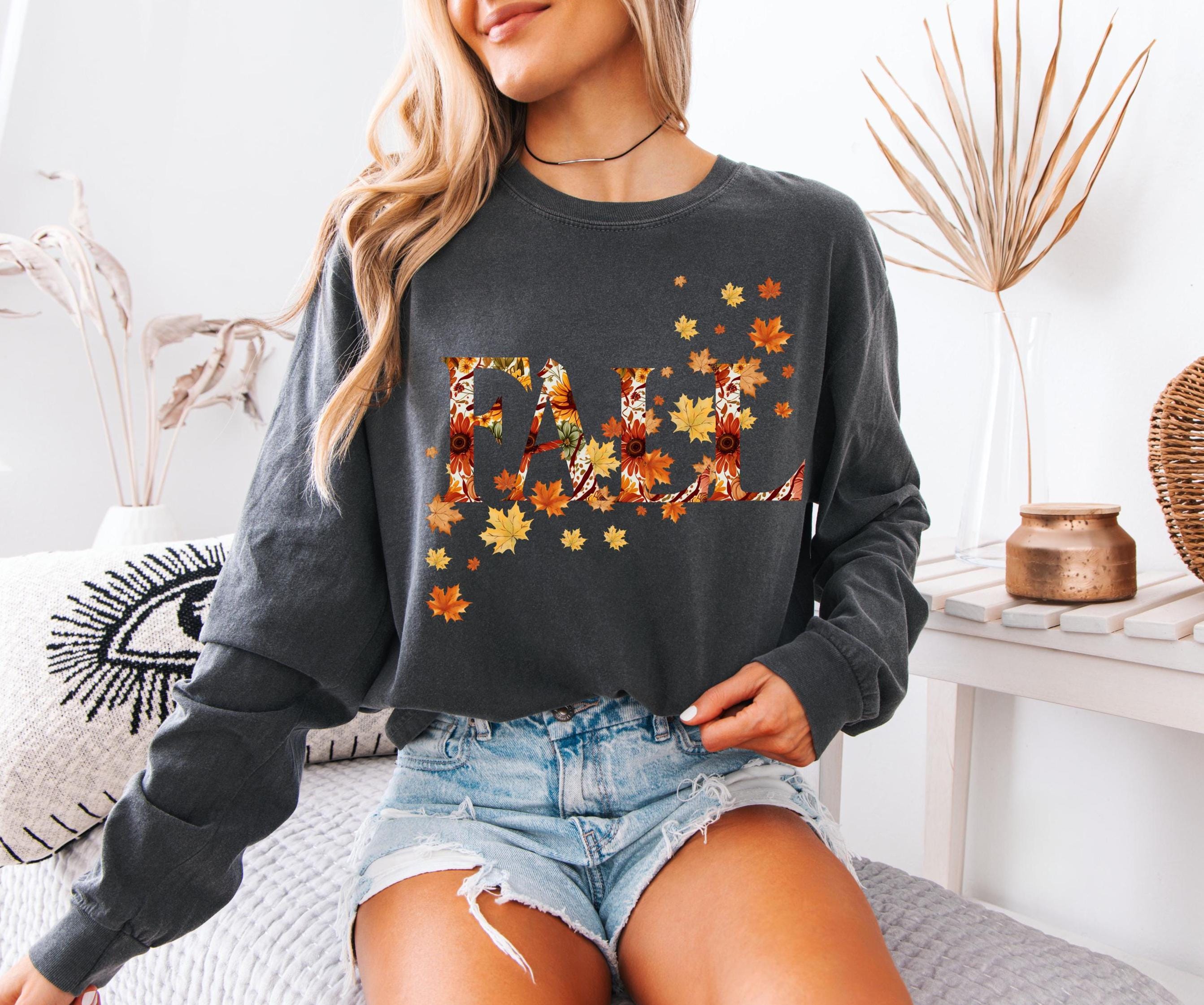 Fall Leaves Long Sleeve T-shirt: Comfort Colors Ring-Spun Cotton