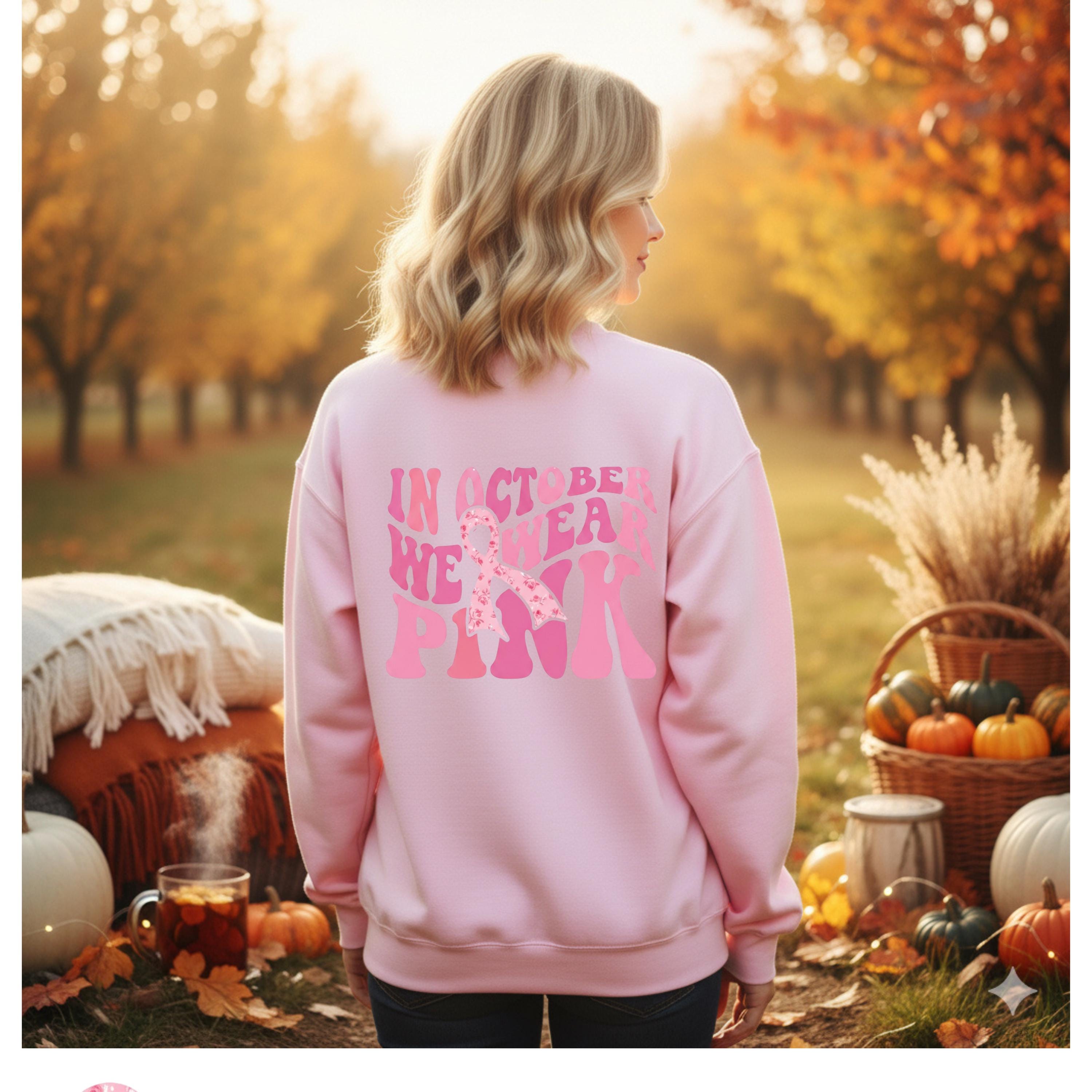 Breast Cancer Awareness Gildan  crewneck sweatshirt: Retro Pink Ribbon
