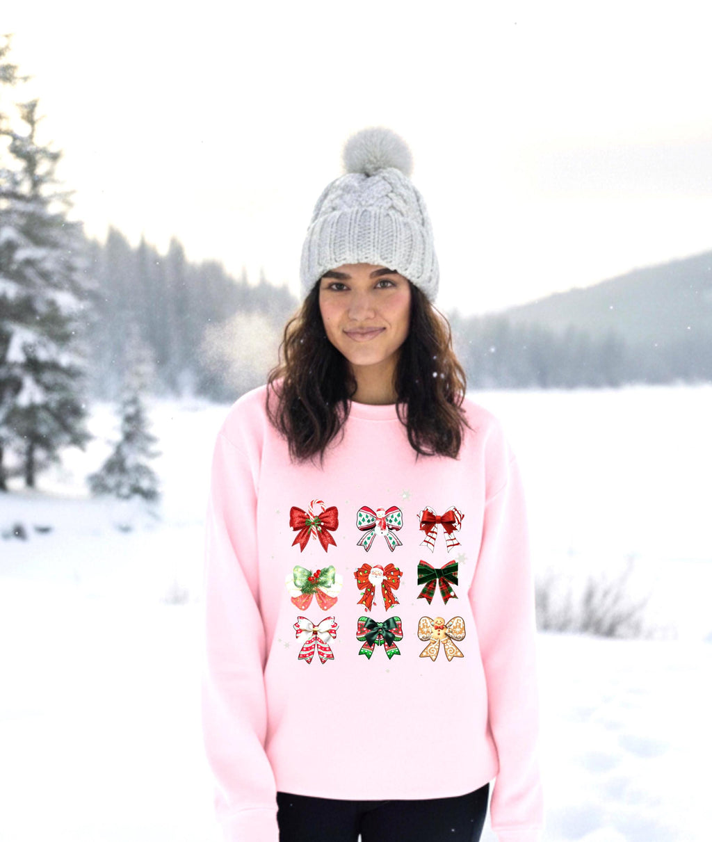Christmas Coquette Bow Sweatshirt,   Holiday Crewneck