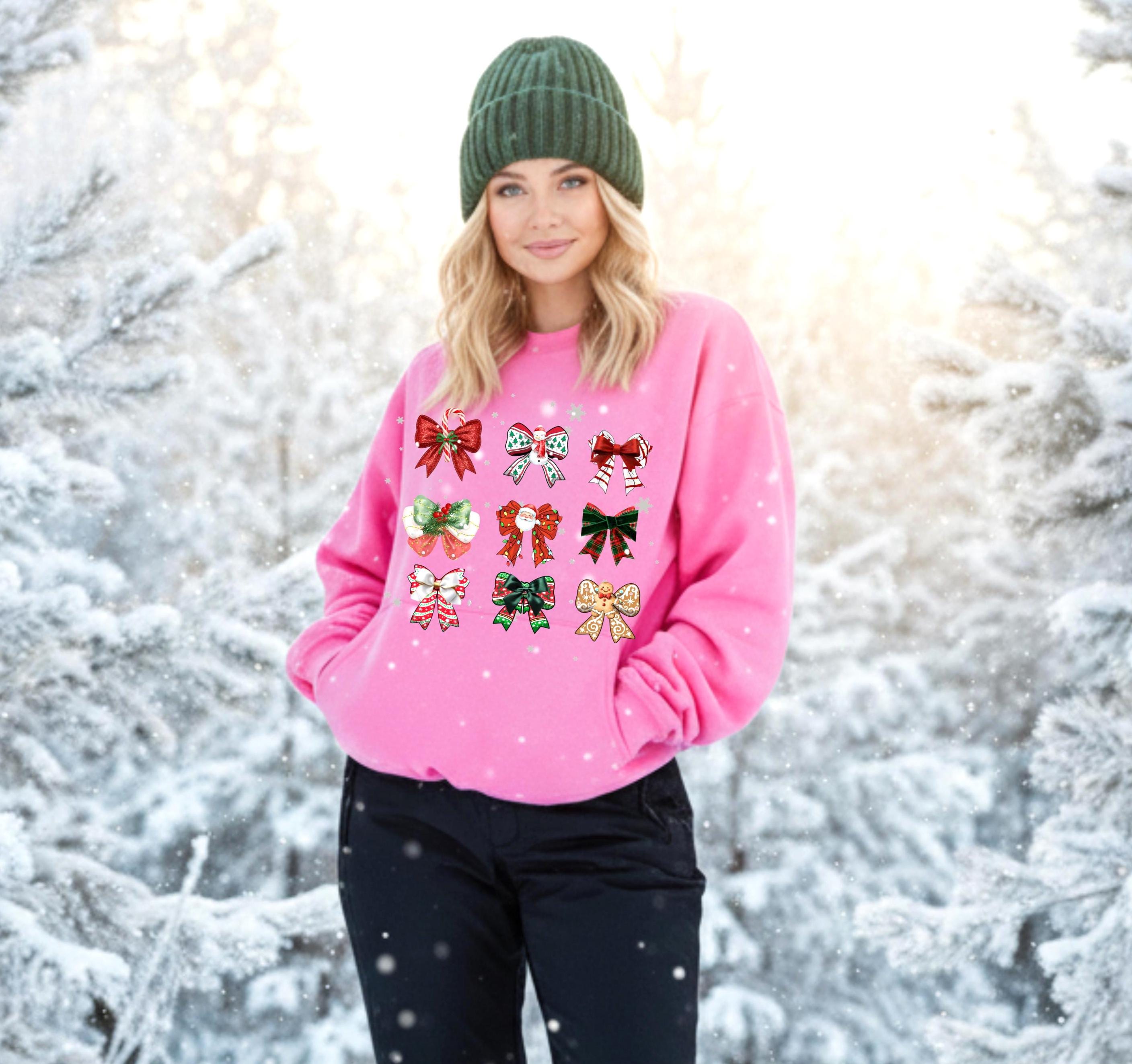 Christmas Coquette Bow Sweatshirt,   Holiday Crewneck