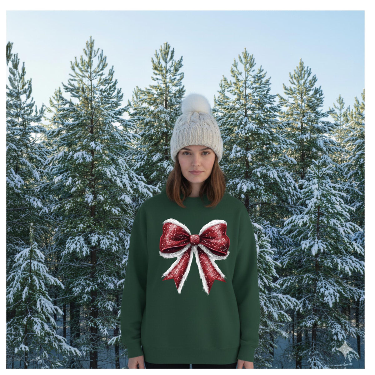 Santa Bow Crewneck Sweatshirt, Red Bow Shirt