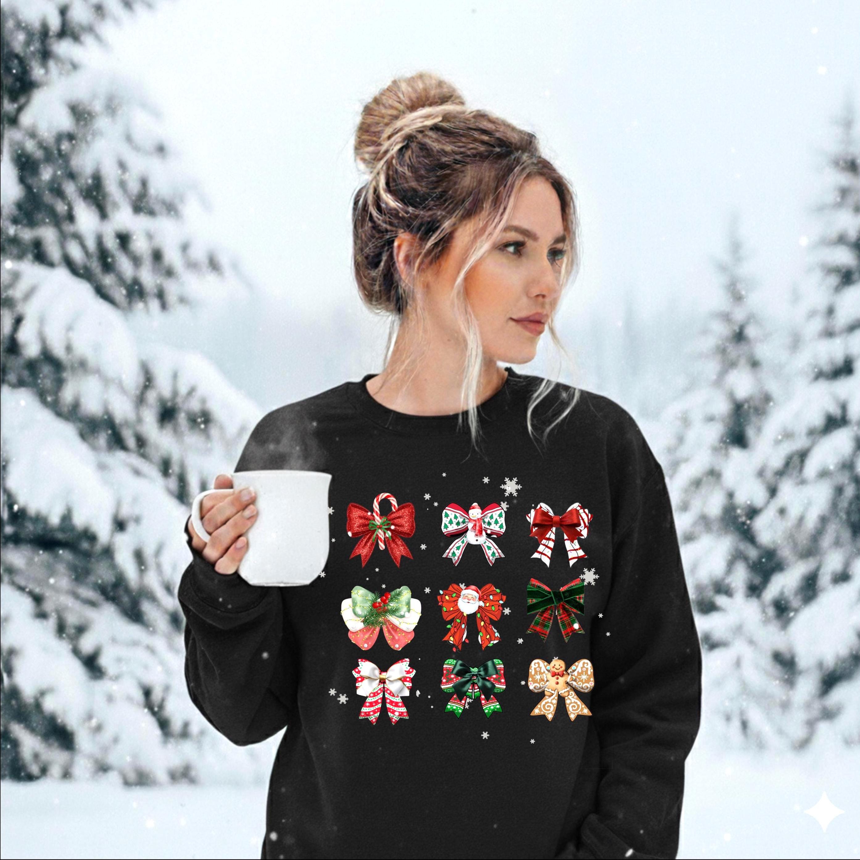 Christmas Coquette Bow Sweatshirt,   Holiday Crewneck